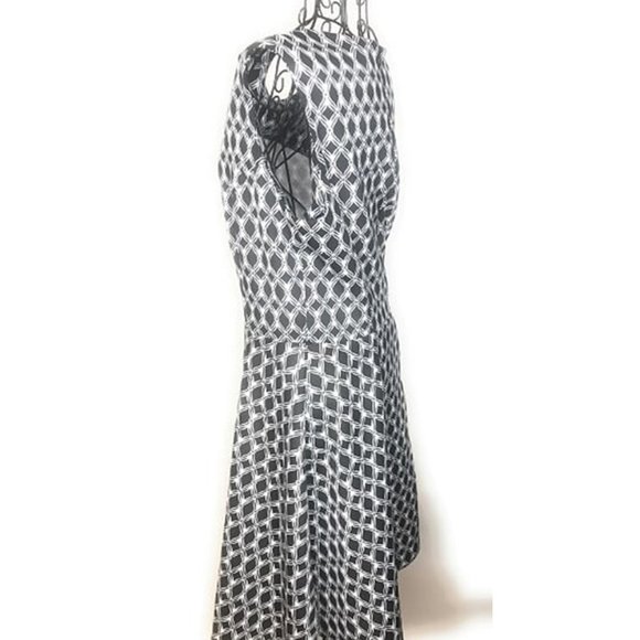 Black & Tan Sleeveless Geometric Print Dress - Picture 3 of 6
